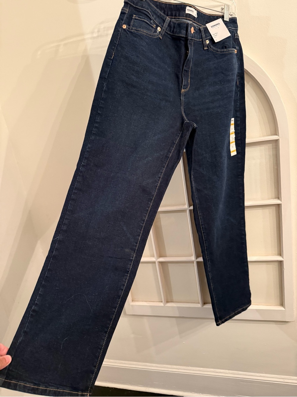 NWT Sonoma Goods For Life High Rise Straight Stretch Jeans Dark Wash Blue